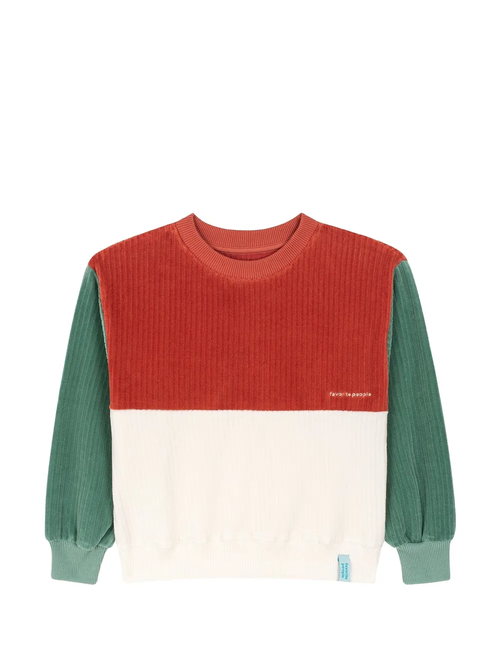 Favorite People Postman ribfluwelen trui met colourblocking Rood