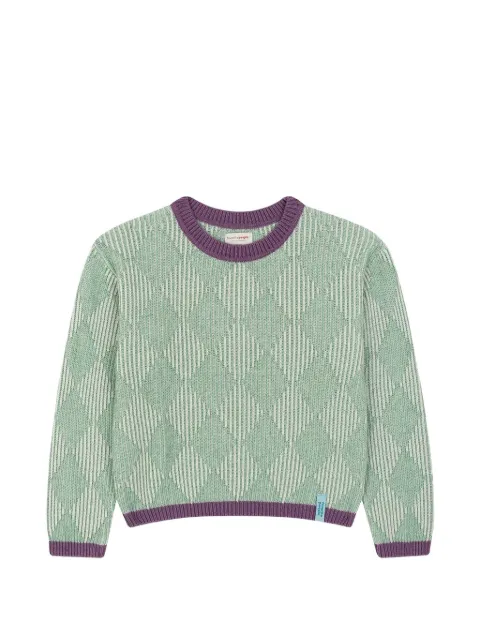 Favorite People Sleepover argyle-knit round-neck sweater