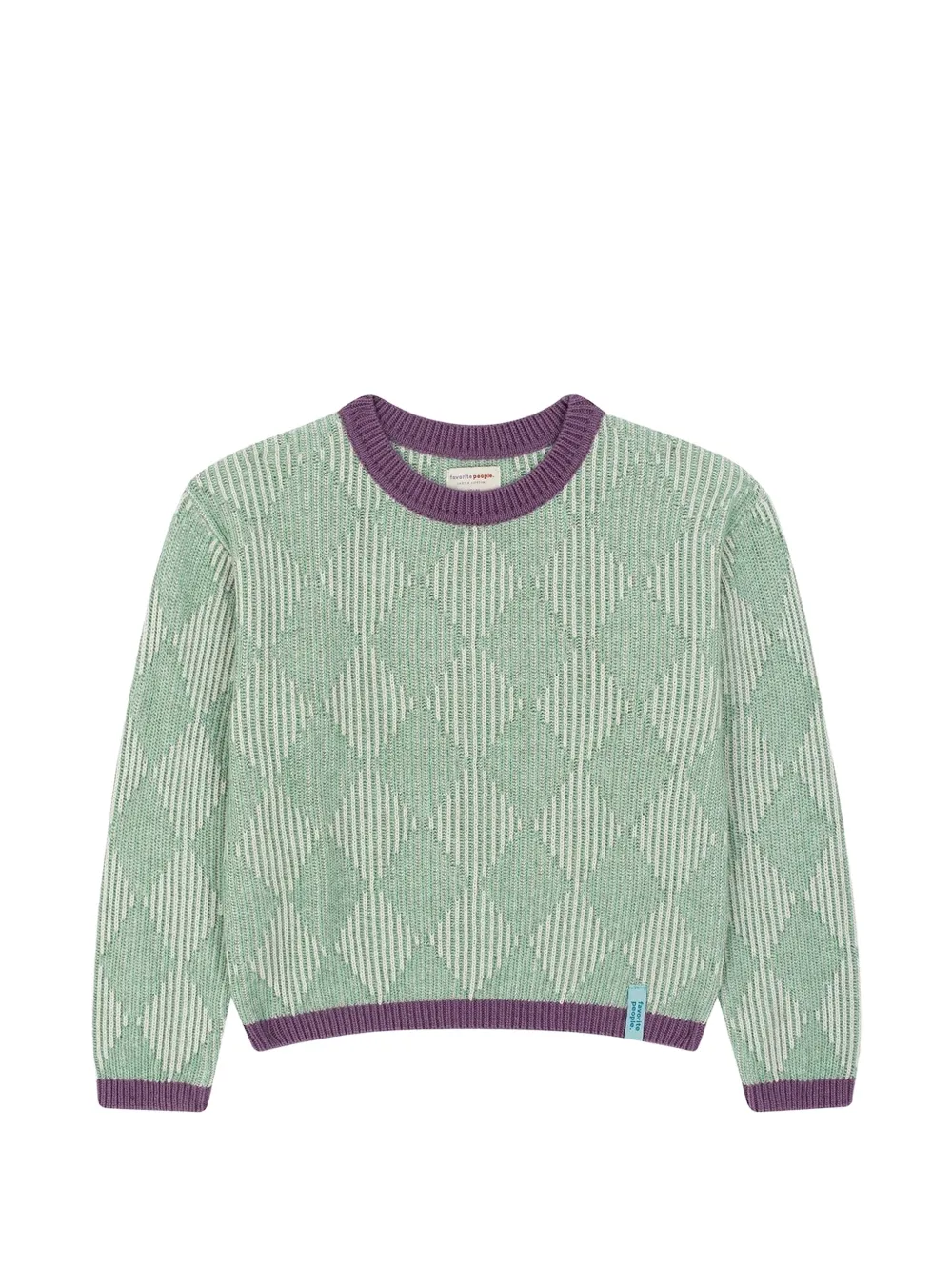 Favorite People Sleepover trui met ronde hals en argyle-patroon Groen