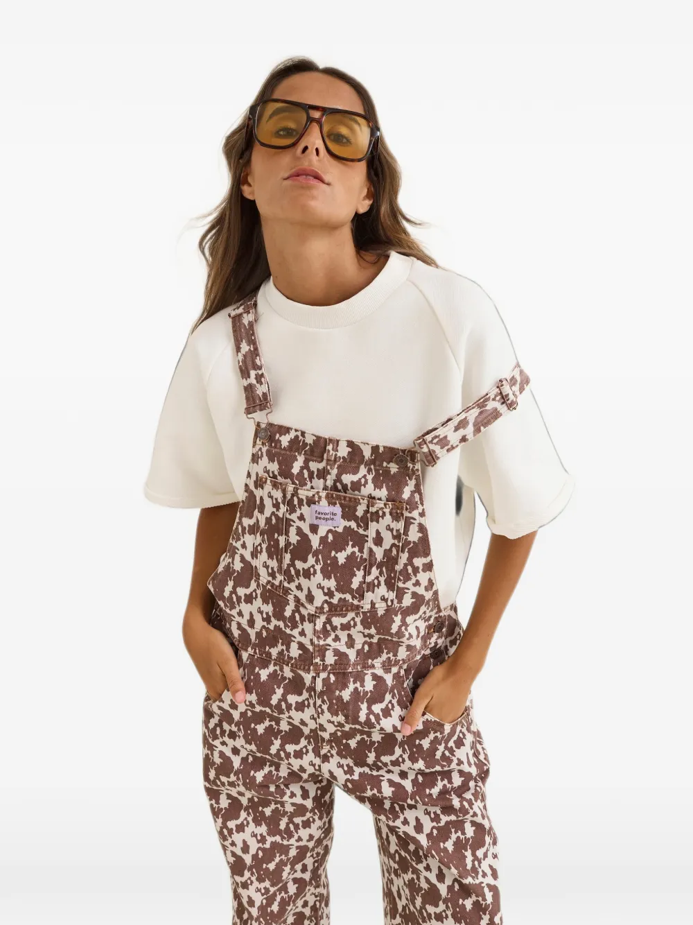 Favorite People Picnic overall met koeienpatroon Bruin