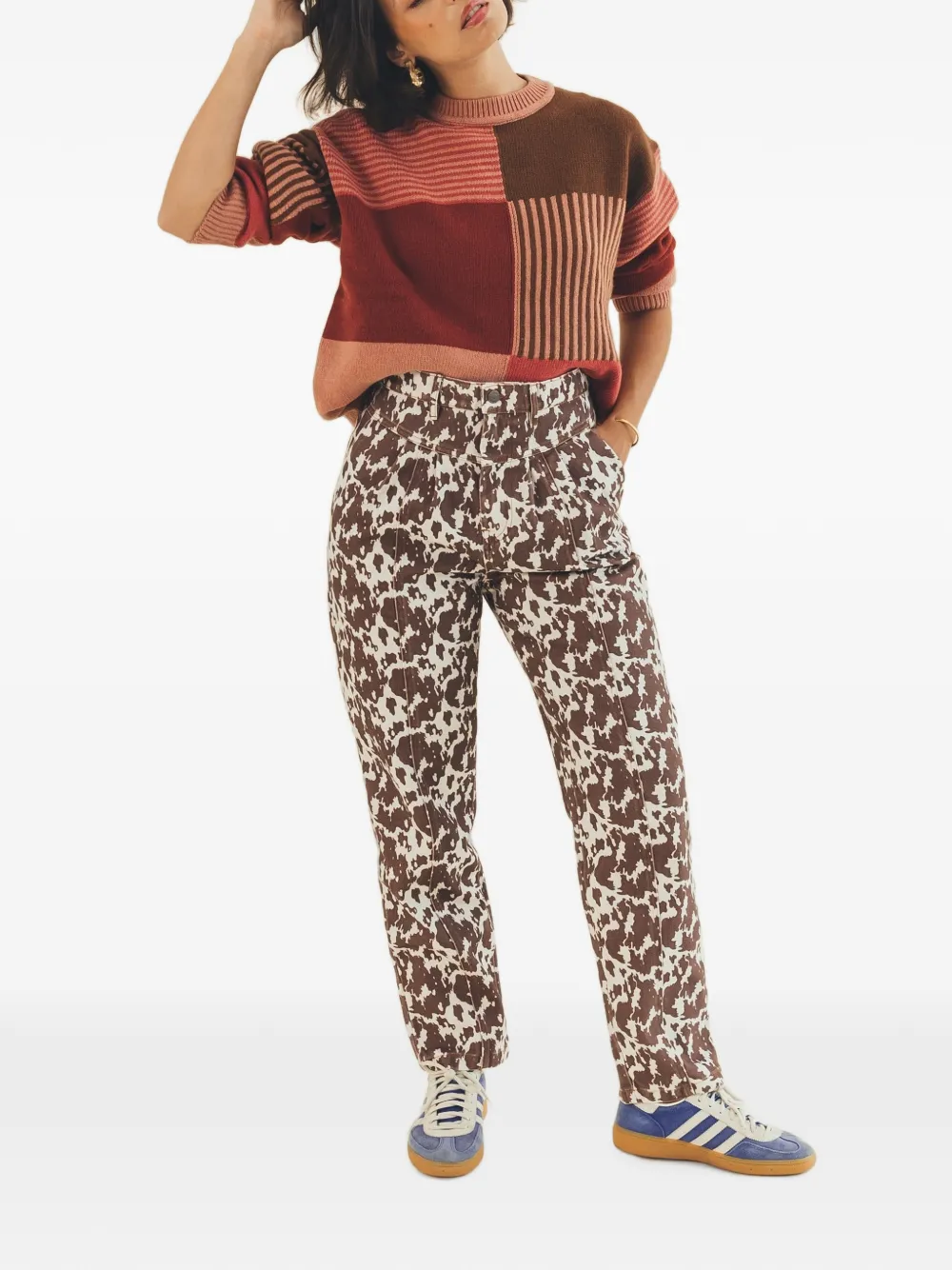 Favorite People Picnic broek met koeienpatroon Bruin
