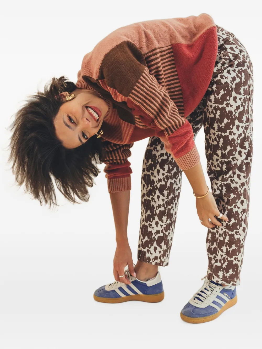 Favorite People Picnic broek met koeienpatroon Bruin