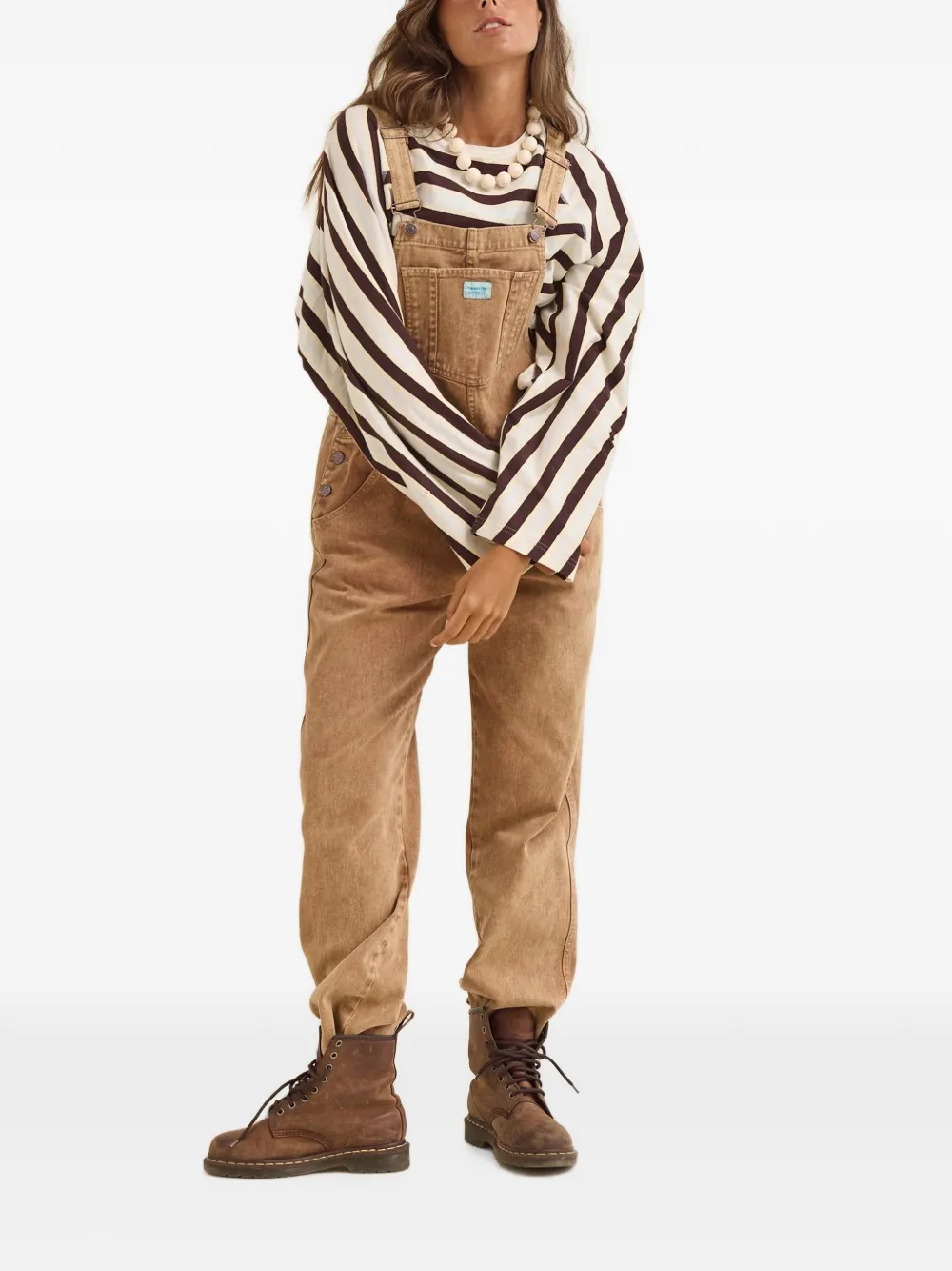 Favorite People Train Station overall met geverfd effect Beige