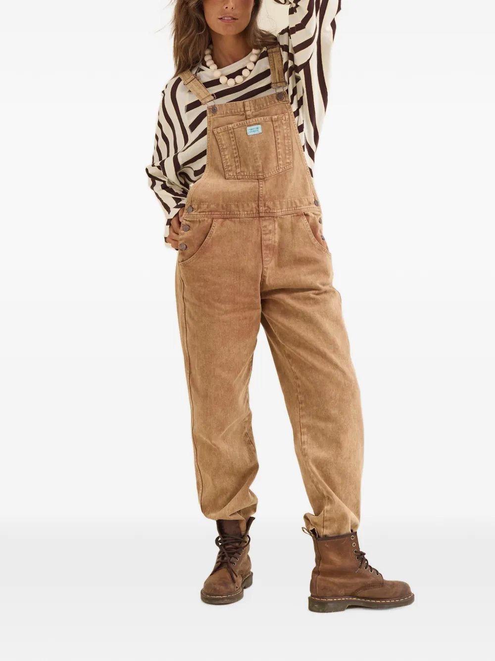 Favorite People Train Station overall met geverfd effect Beige