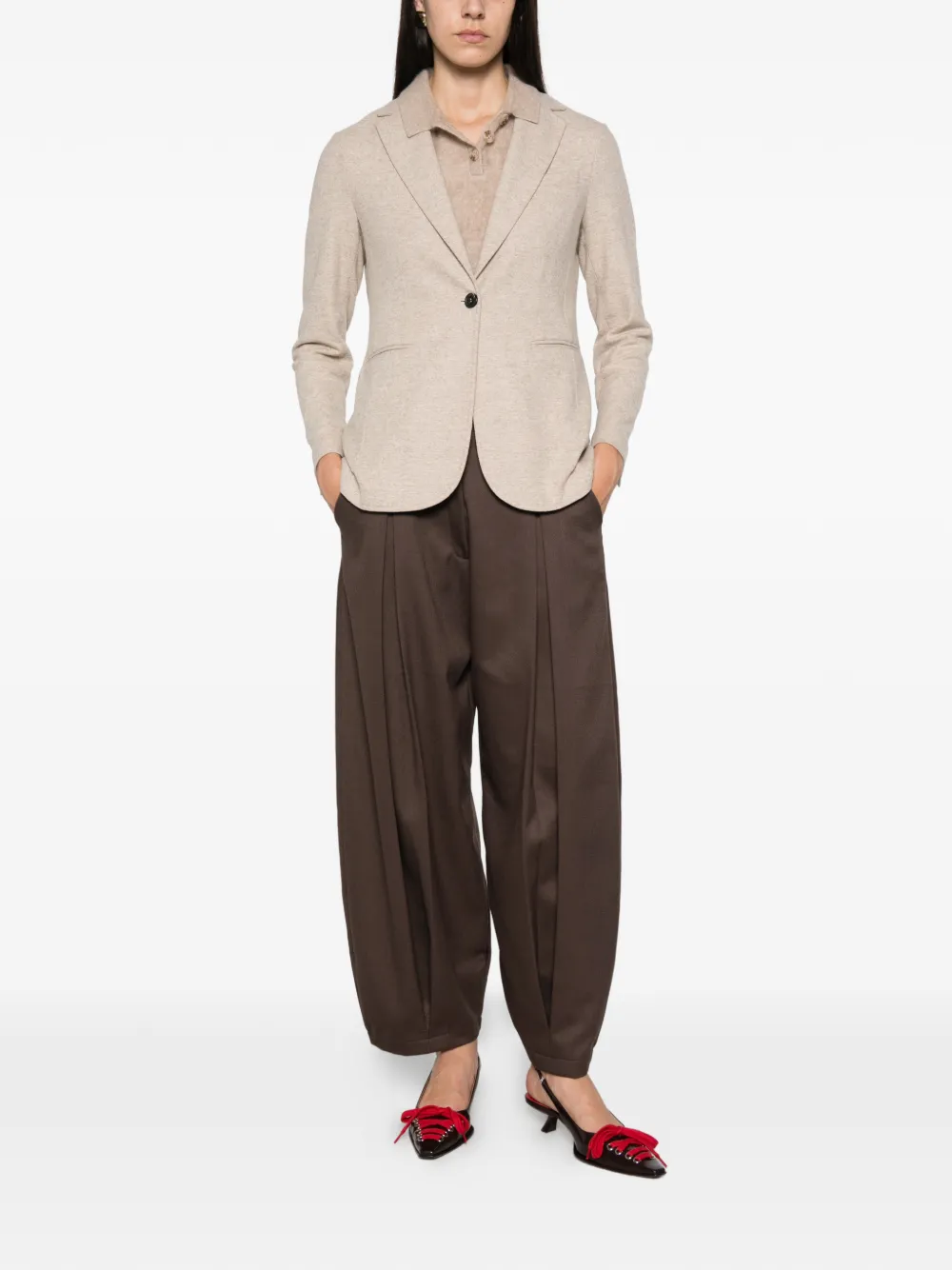Circolo 1901 Blazer met V-hals en lange mouwen Beige
