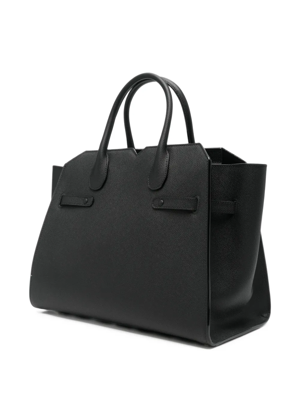 Valextra Milano leren shopper met gespdetail Zwart