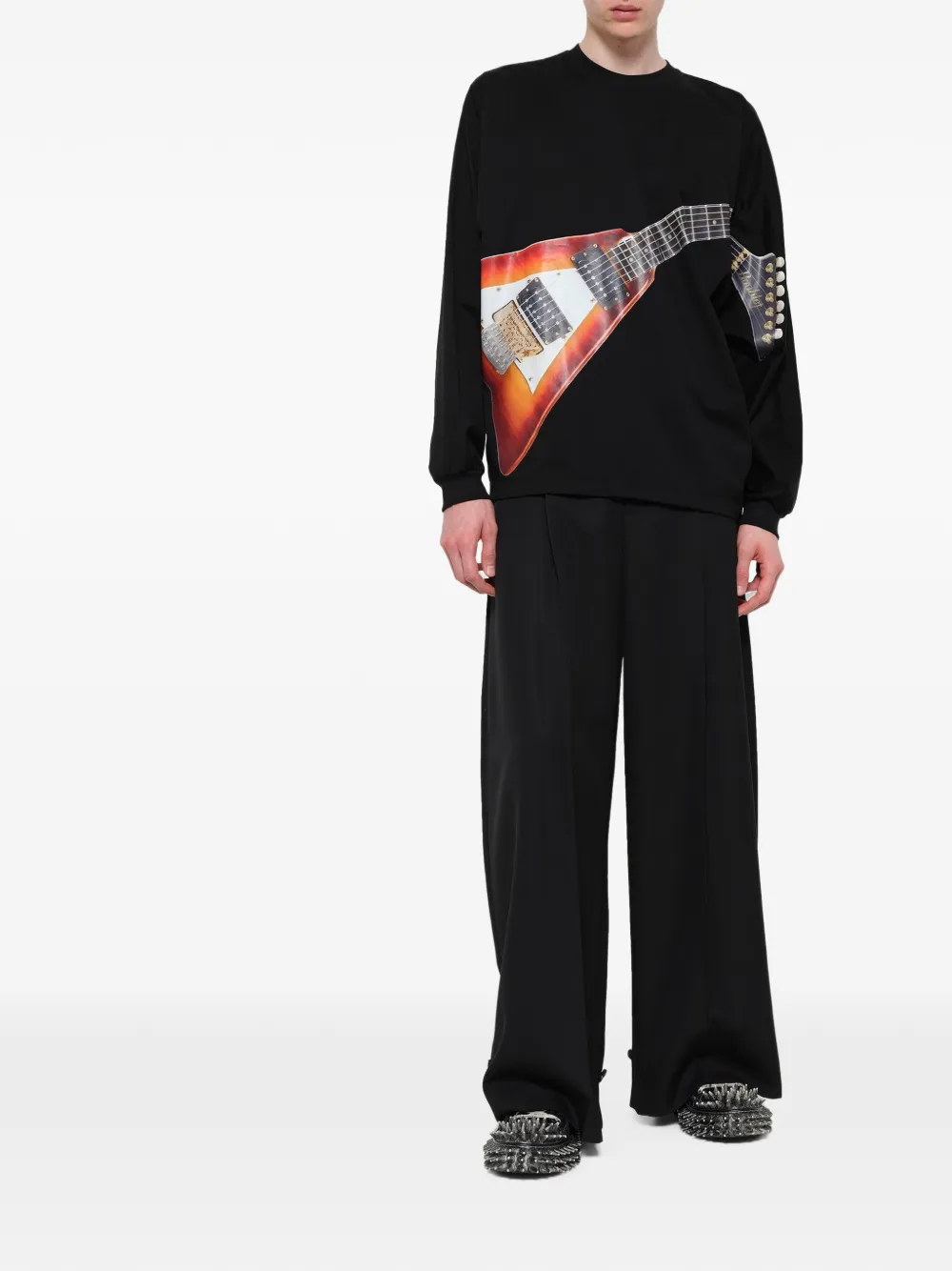 Doublet Sweater met gitaar-print Zwart