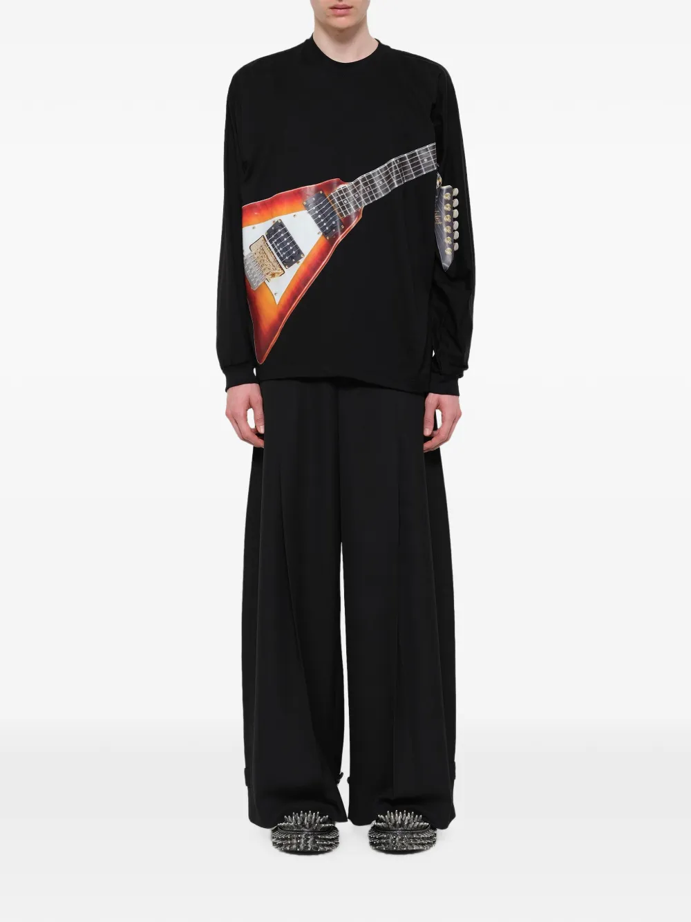 Doublet Sweater met gitaar-print Zwart