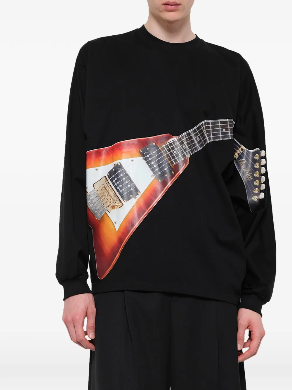 Doublet Sweater met gitaar-print Zwart