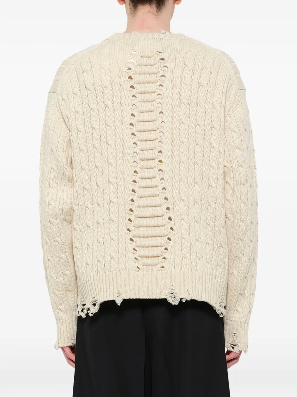 Doublet rib-cage cable-knit sweater Beige
