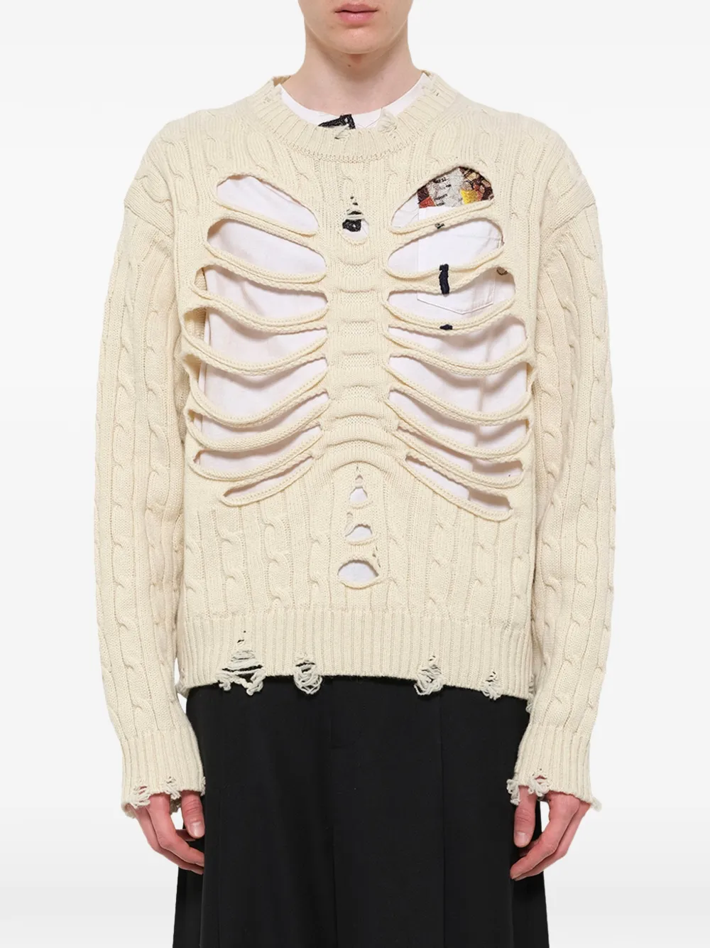 Doublet rib-cage cable-knit sweater Beige