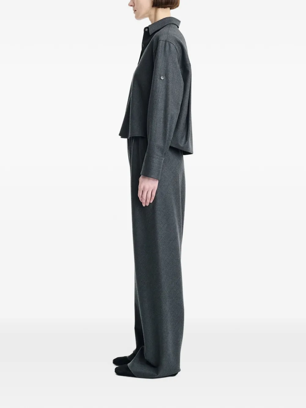 Maria McManus Button-sleeve Cropped Shirt in Grey, view 3