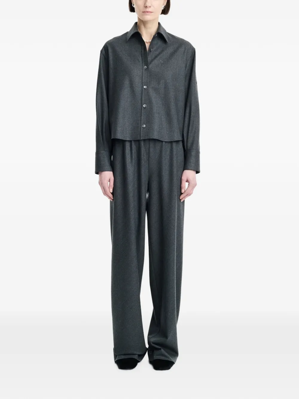 Maria McManus Button-sleeve Cropped Shirt in Grey, view 2