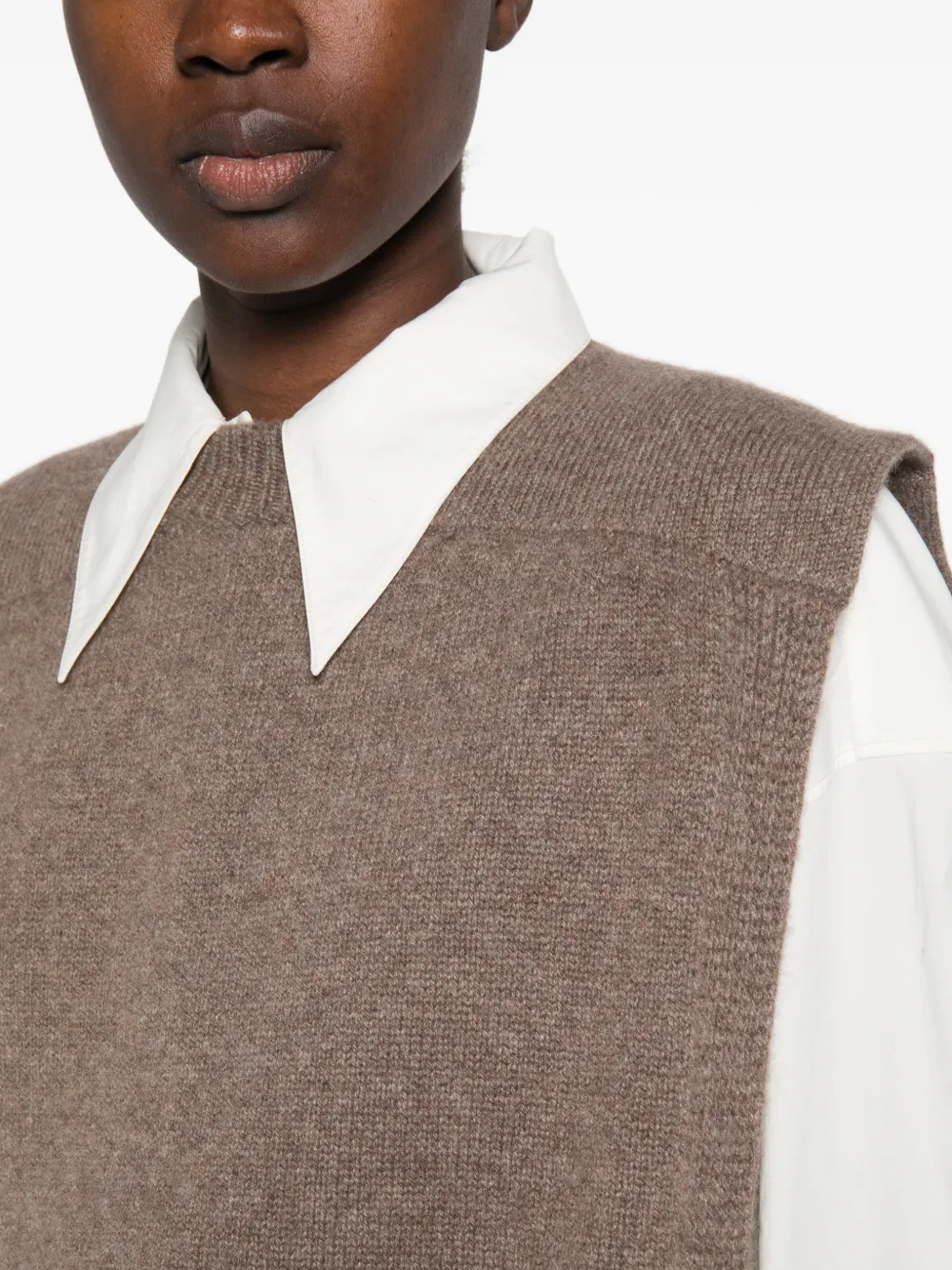 Uma Wang Front ribbed-knit sleeveless sweater Bruin