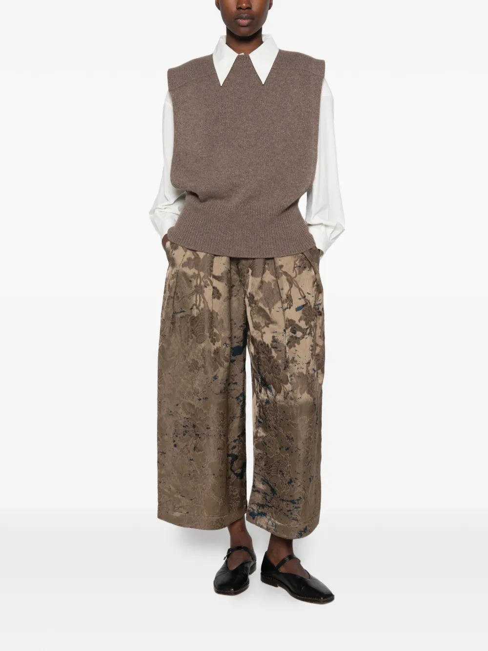 Uma Wang Front ribbed-knit sleeveless sweater Bruin