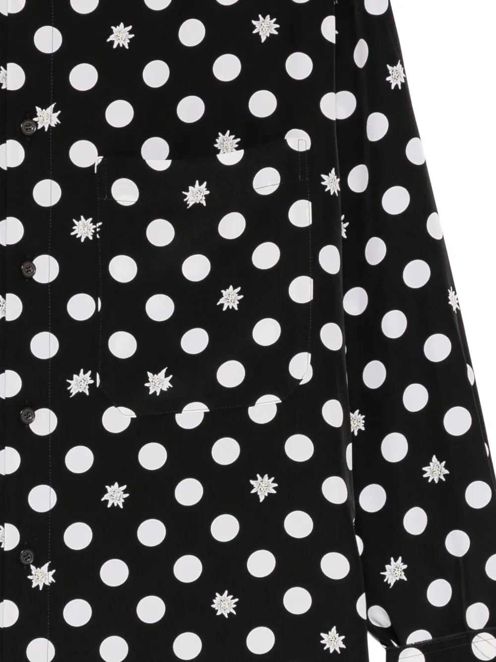Y's Blouse met stippen- en bloemen-print Zwart