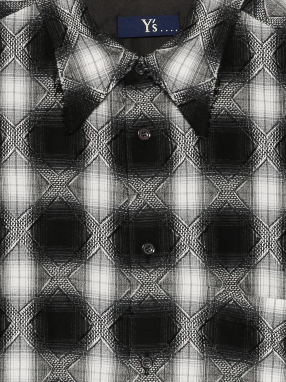 Y's Geruite blouse met jacquard Zwart