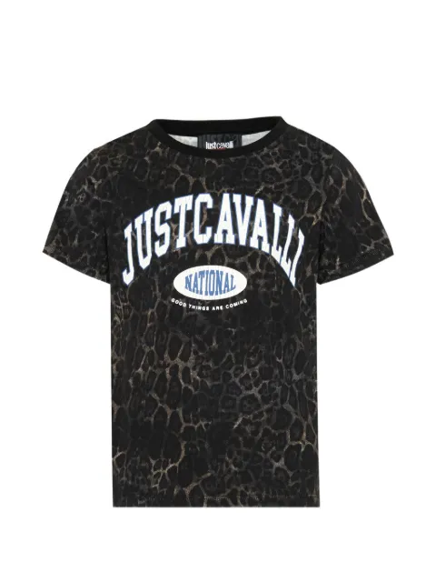 Just Cavalli Kids leopard-print logo-print T-shirt
