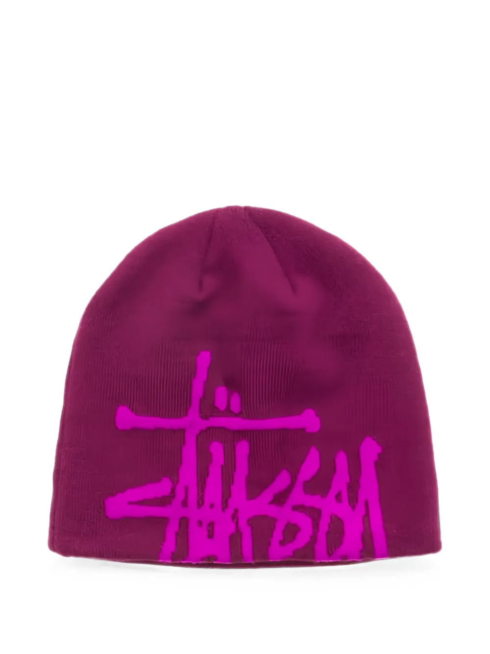 Stussy Brushed Logo-print Beanie Hat In Purple