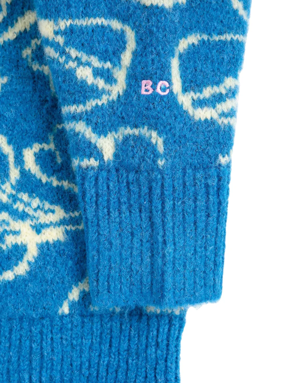 Bobo Choses floral-jacquard long-sleeve sweater Blauw