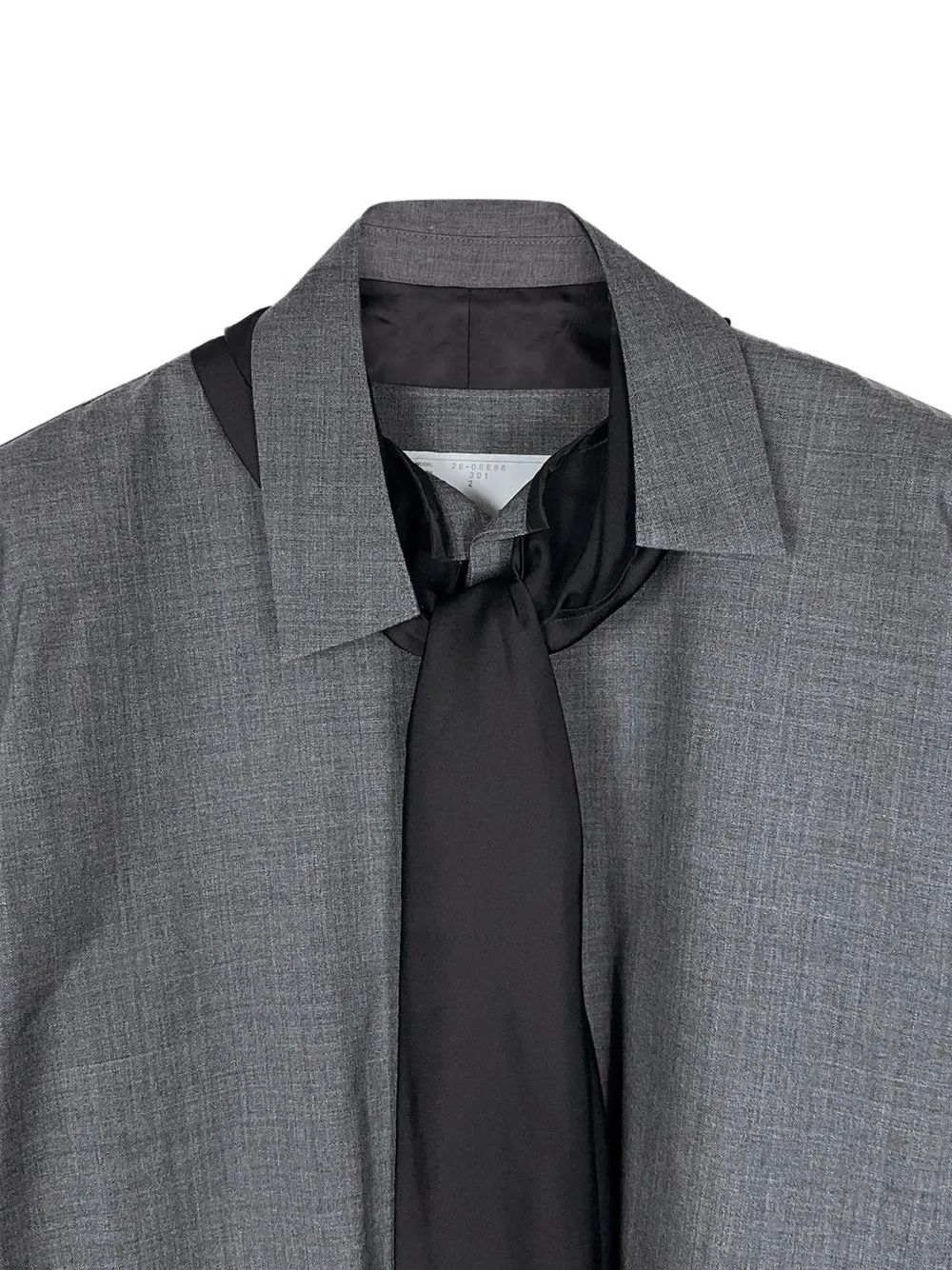 sacai tie-detail suiting shirt Grijs