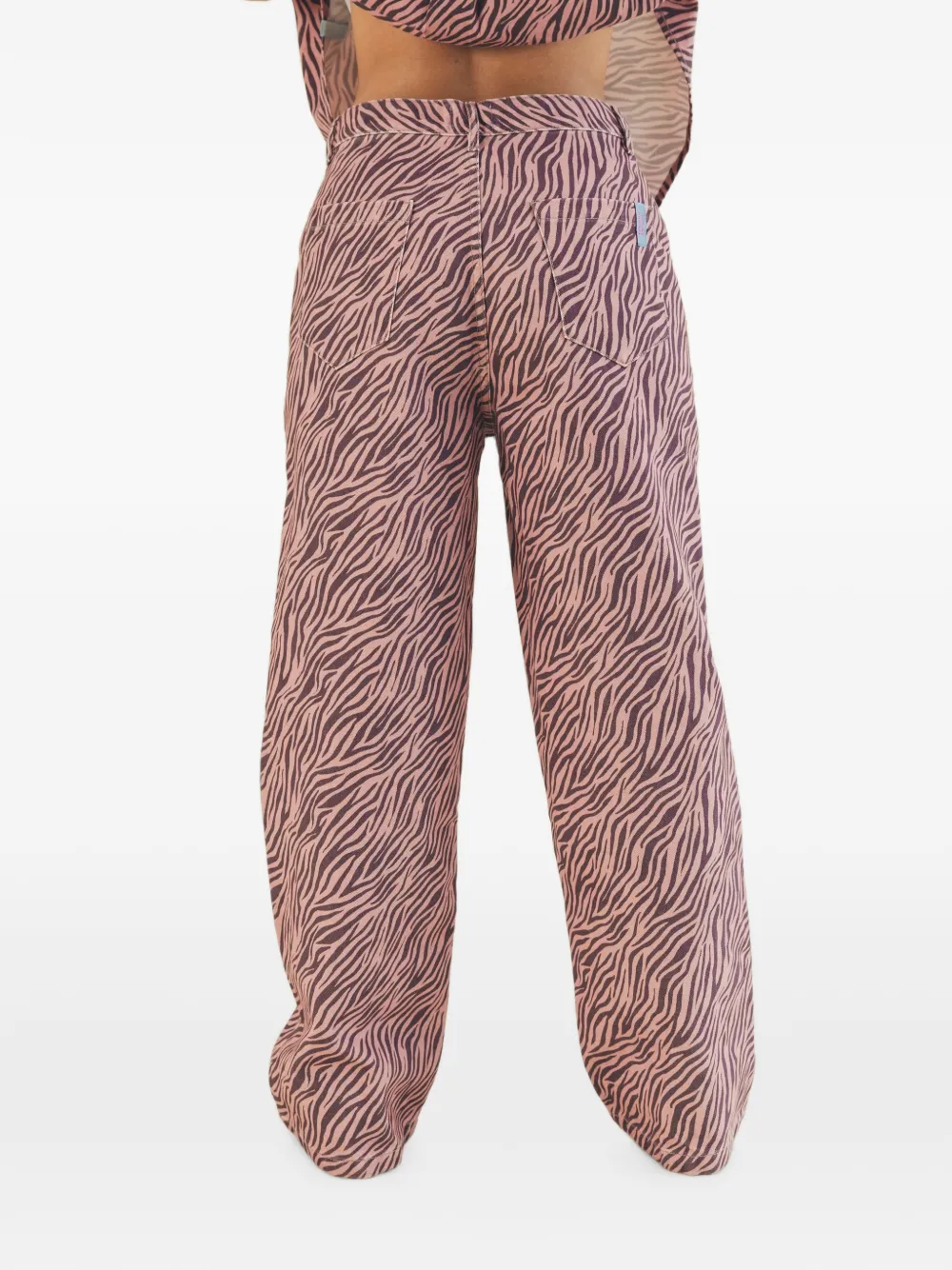 Favorite People Broek met wijde pijpen en zebrapatroon Roze
