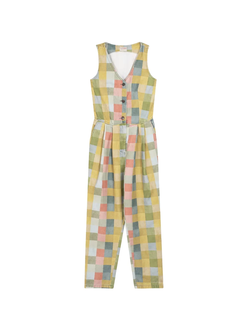 Favorite People Roller Skates check-pattern button-up jumpsuit - Giallo