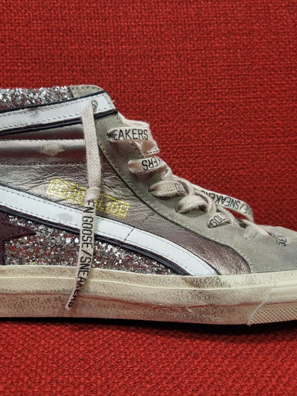 Golden Goose Slide glitter-embellished high-top sneakers - Silber