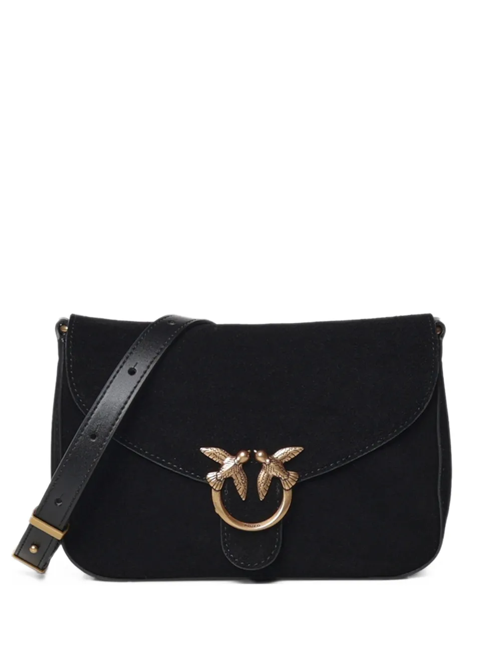 PINKO mini Love suede crossbody bag - Schwarz