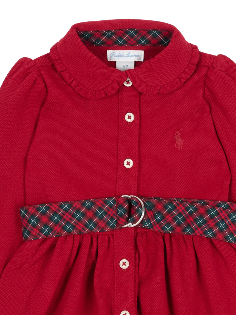 POLO RALPH LAUREN KIDS Jurk met rucheskraag en ceintuur Rood