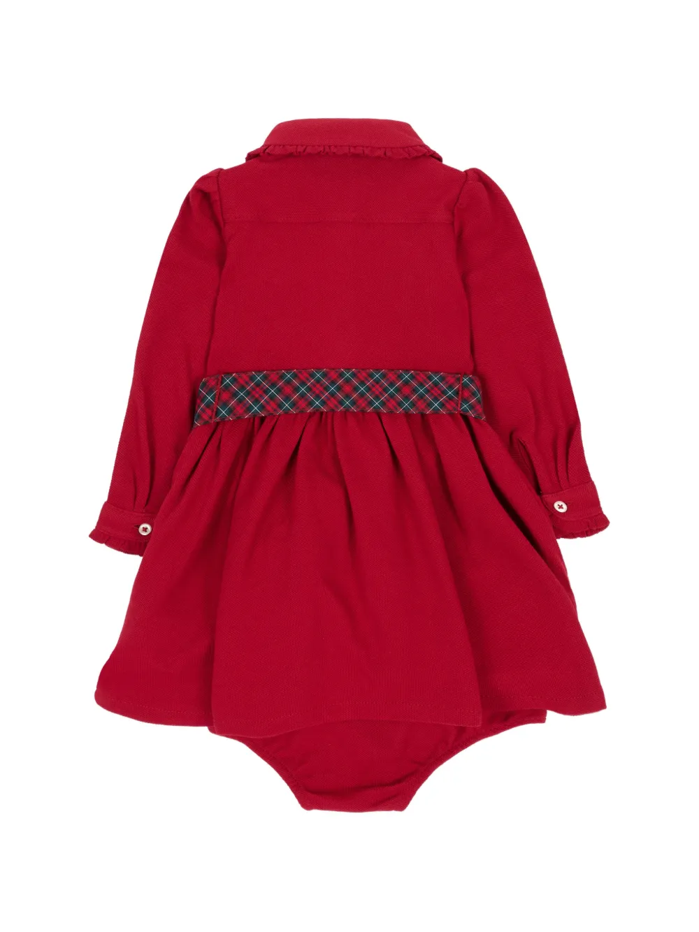 POLO RALPH LAUREN KIDS Jurk met rucheskraag en ceintuur Rood