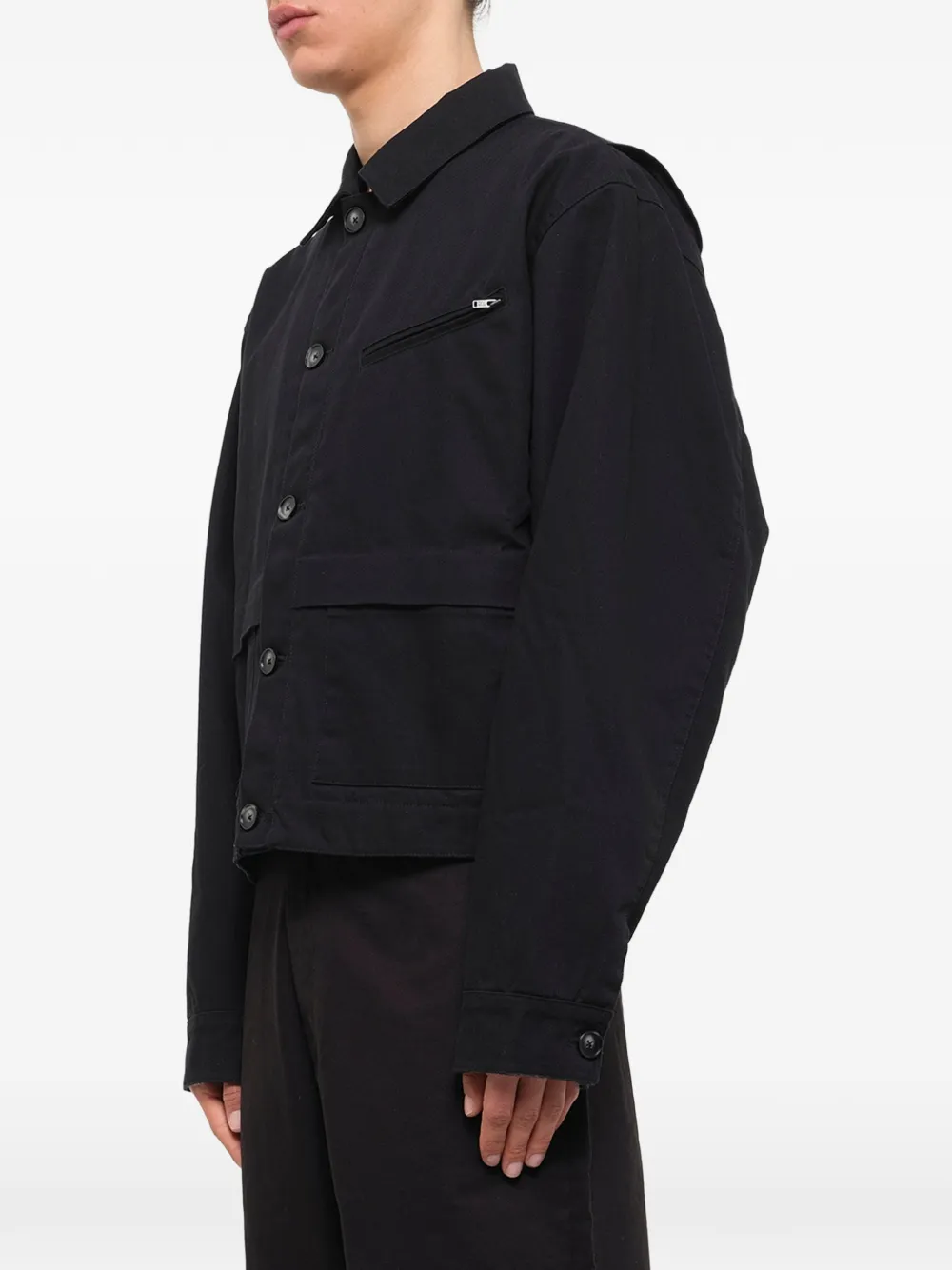 ENTIRE STUDIOS Hatch cotton shirt jacket Zwart
