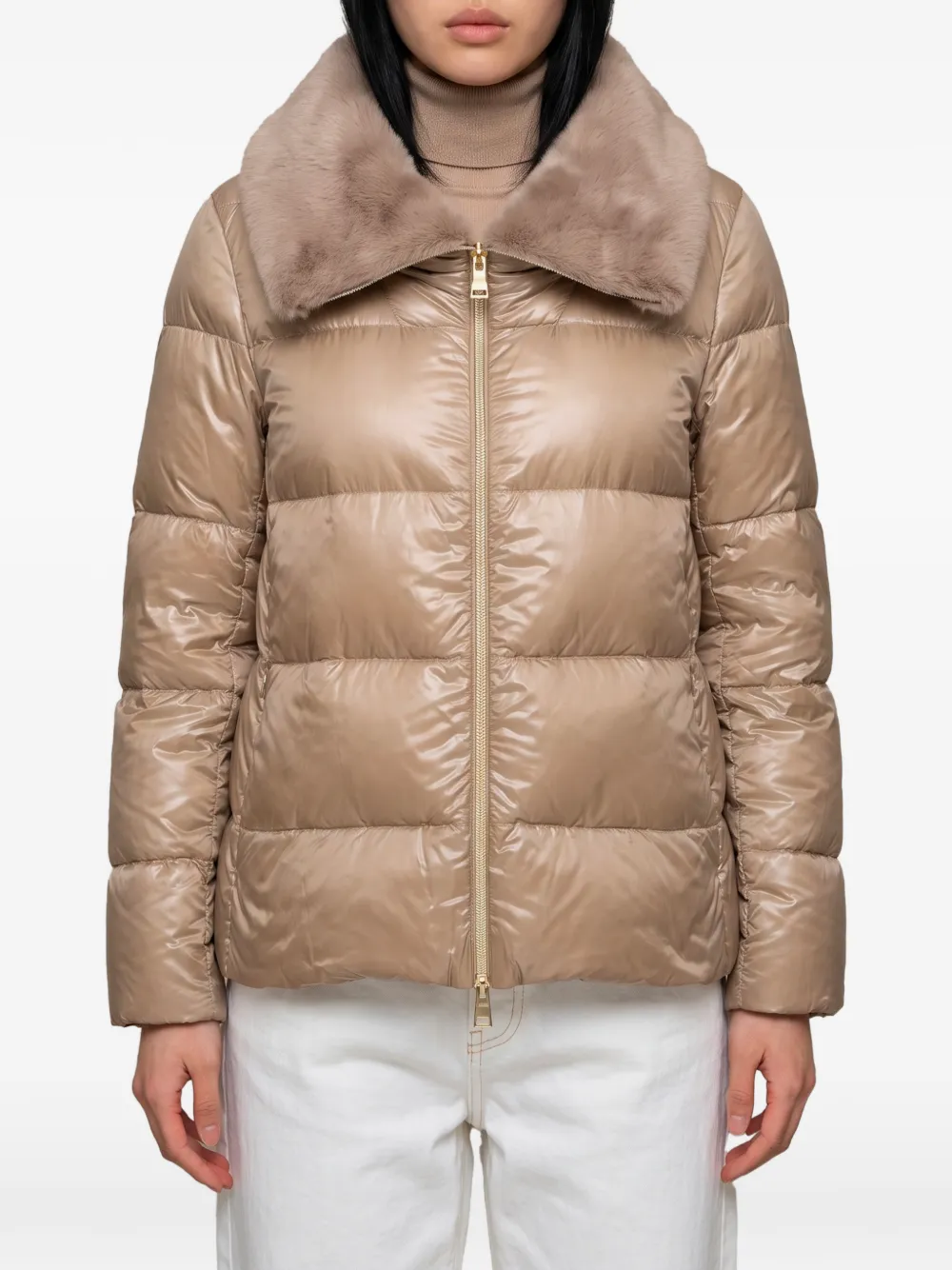 Herno quilted faux-fur collar jacket