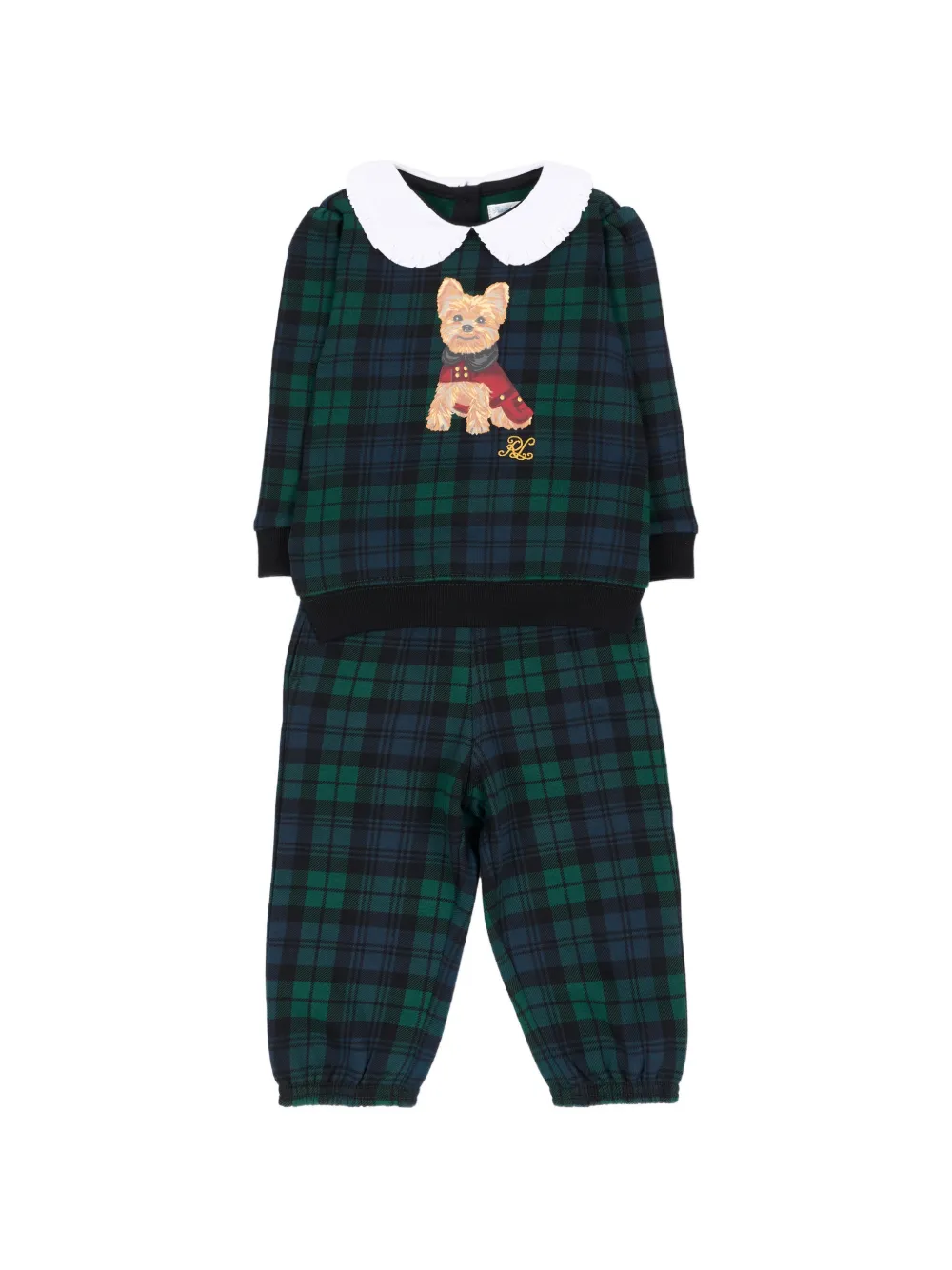 POLO RALPH LAUREN KIDS Fleece sweater en broek met honden-print Groen