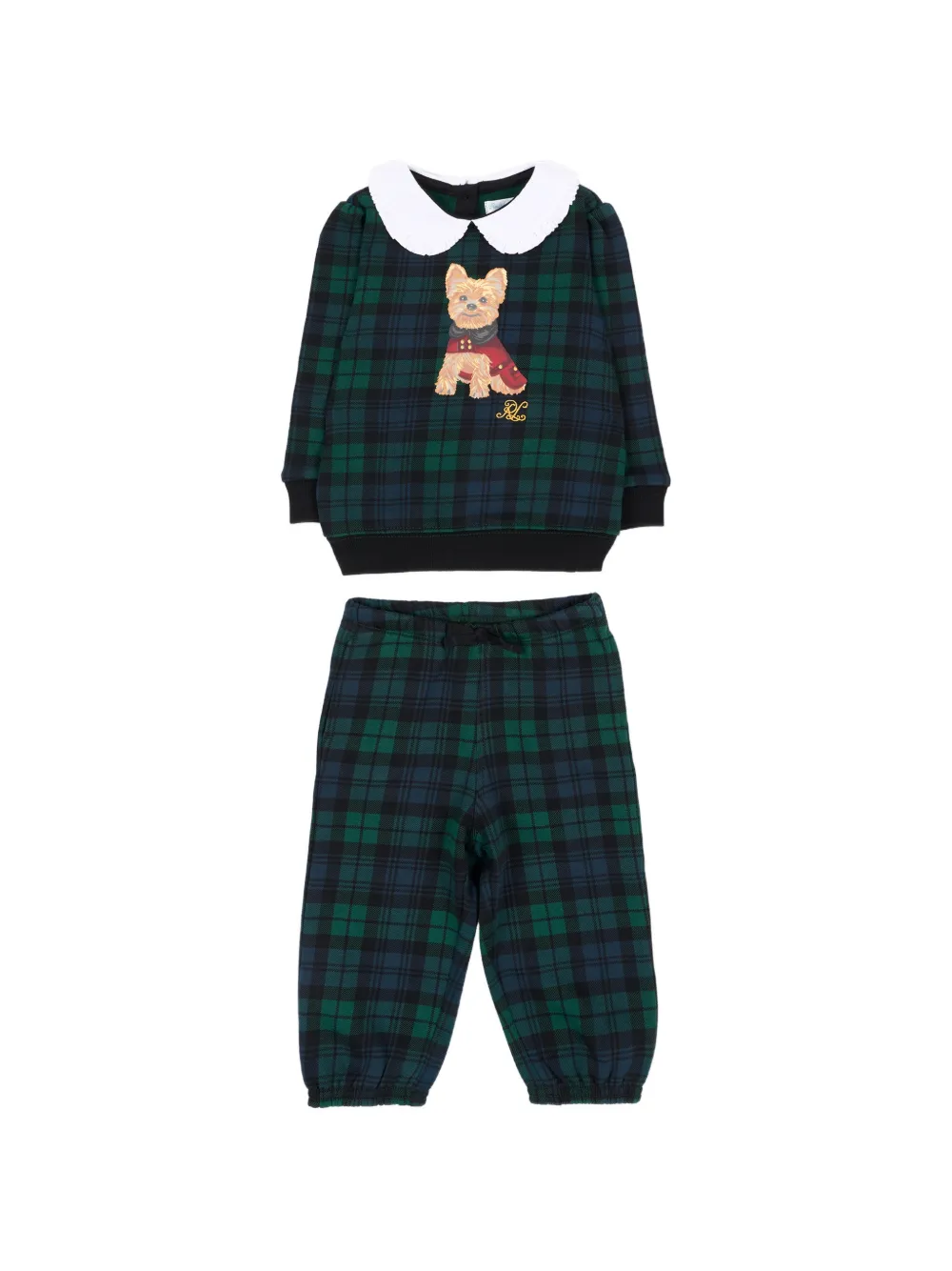POLO RALPH LAUREN KIDS dog-print fleece sweatshirt & trousers - Grün