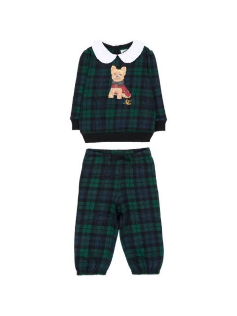 POLO RALPH LAUREN KIDS dog-print fleece sweatshirt & trousers
