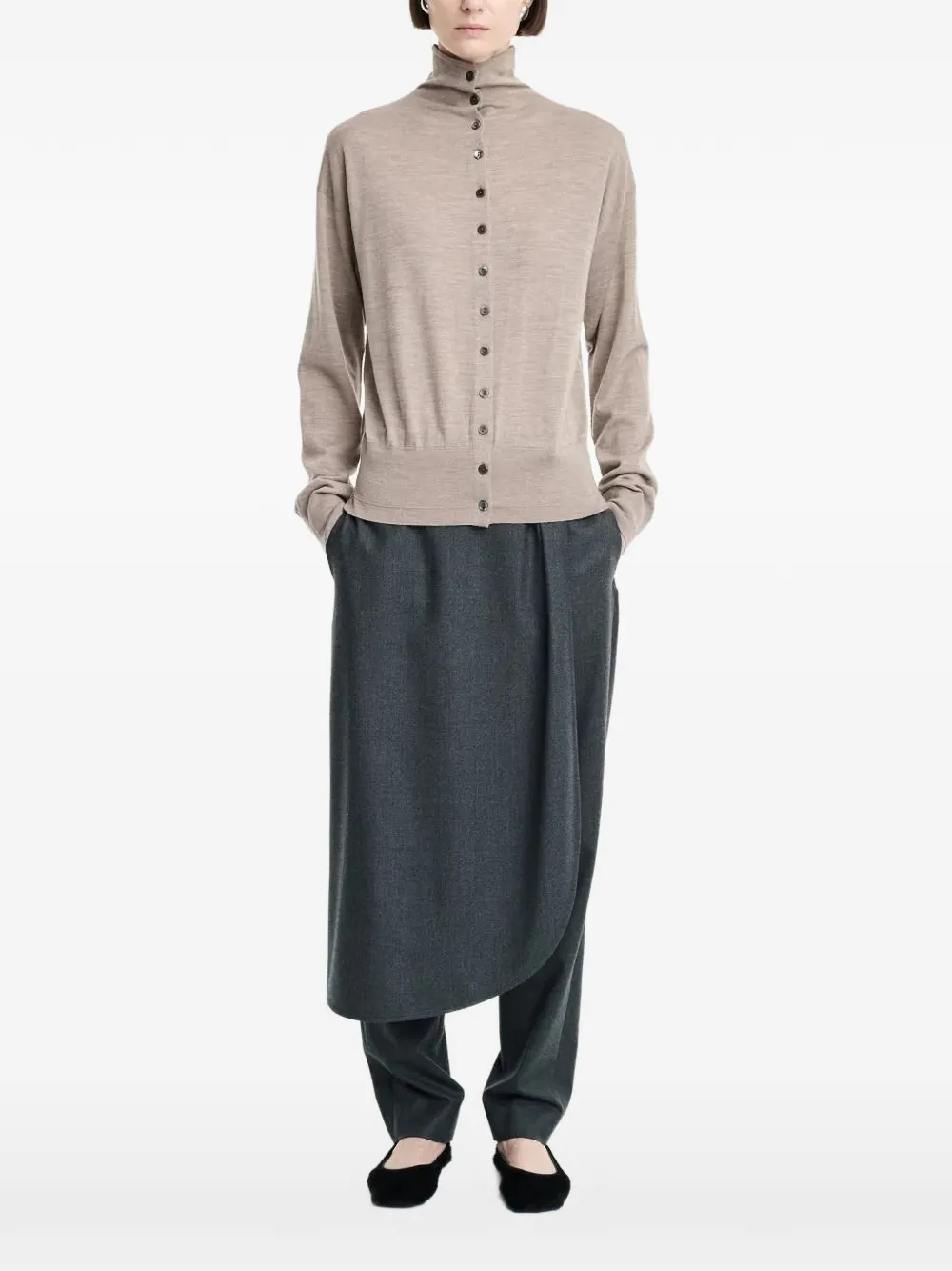 Maria McManus mock-neck cardigan - Neutrals