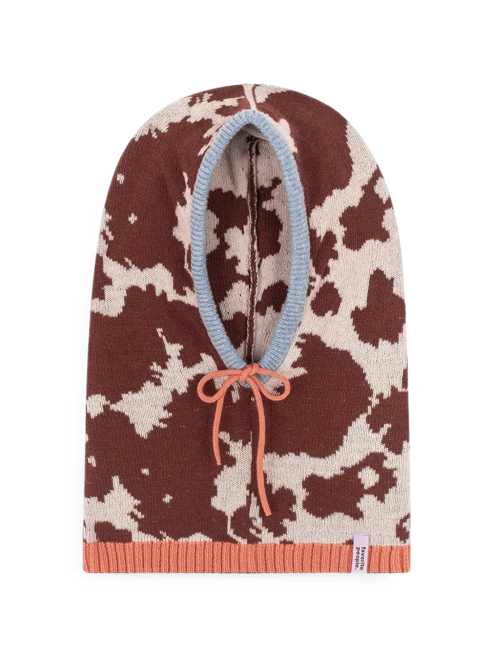 Favorite People Picnic Cow-print Knitted Balaclava In Brown