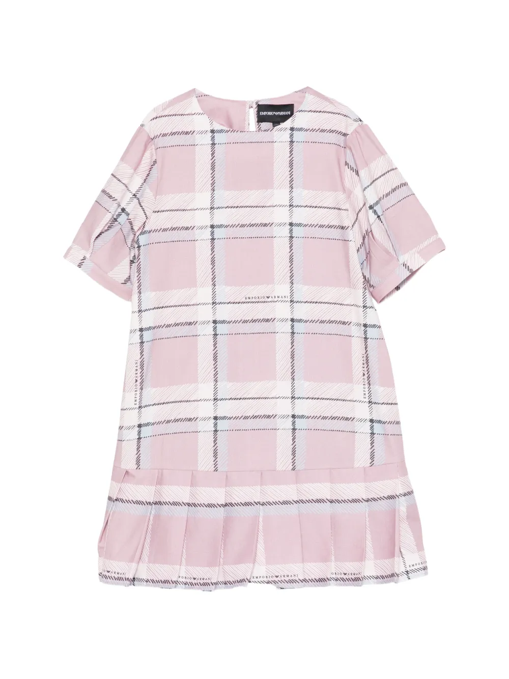 Emporio Ar i Kids check-pattern pleated dress Roze