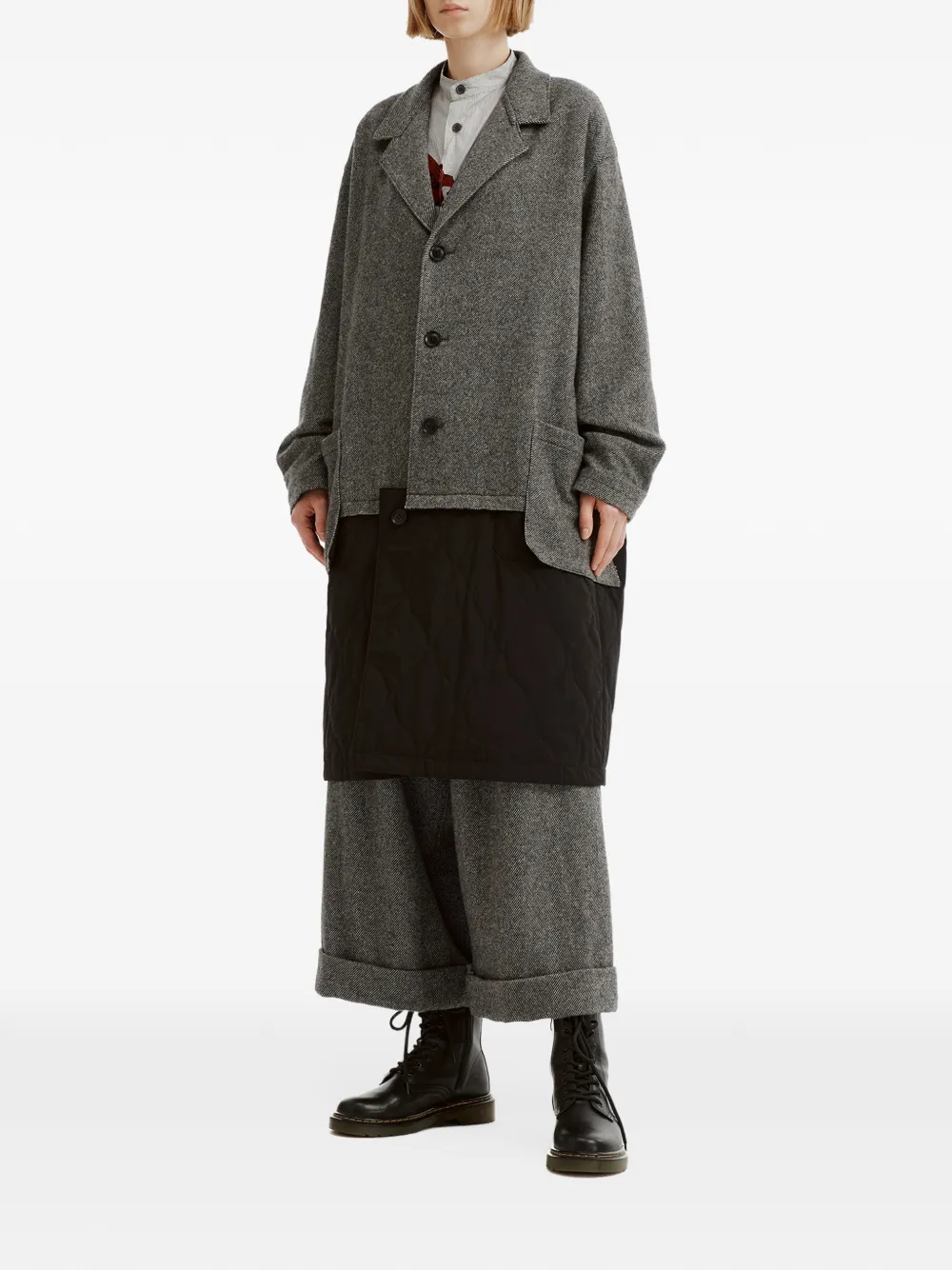 Y's Jas met vlakken van twill flanel Grijs