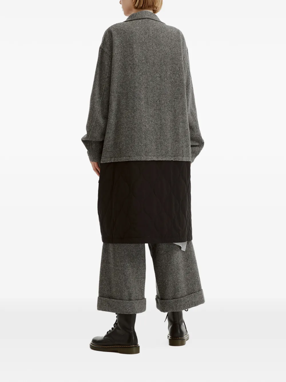 Y's Jas met vlakken van twill flanel Grijs