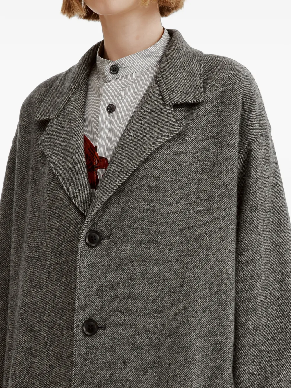 Y's Jas met vlakken van twill flanel Grijs
