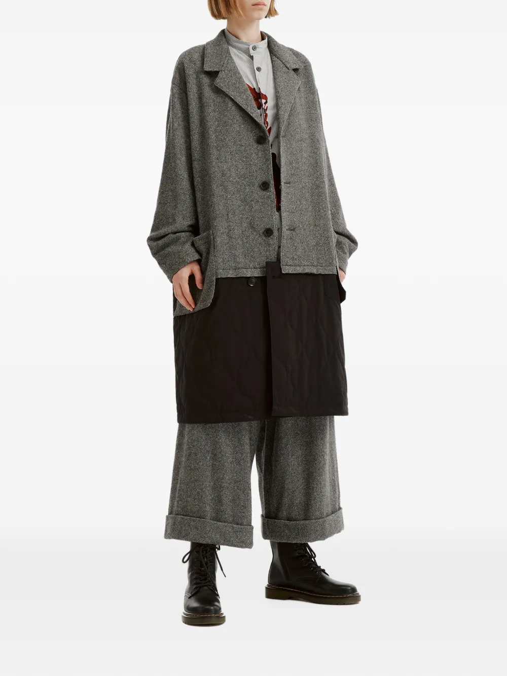Y's Jas met vlakken van twill flanel Grijs