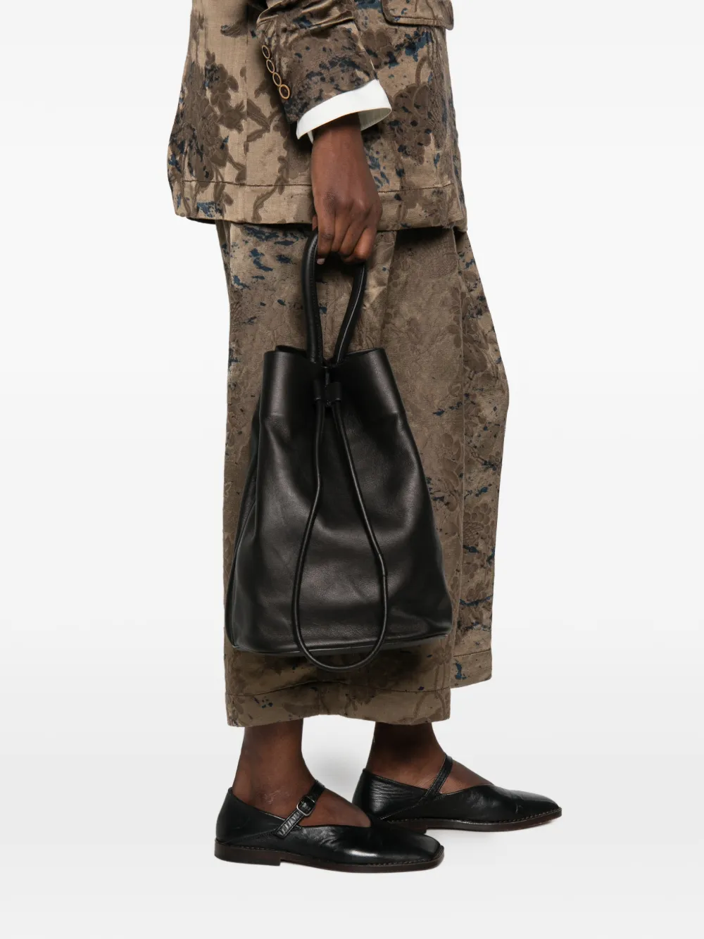 Uma Wang Medium Sac leren bucket-tas Zwart