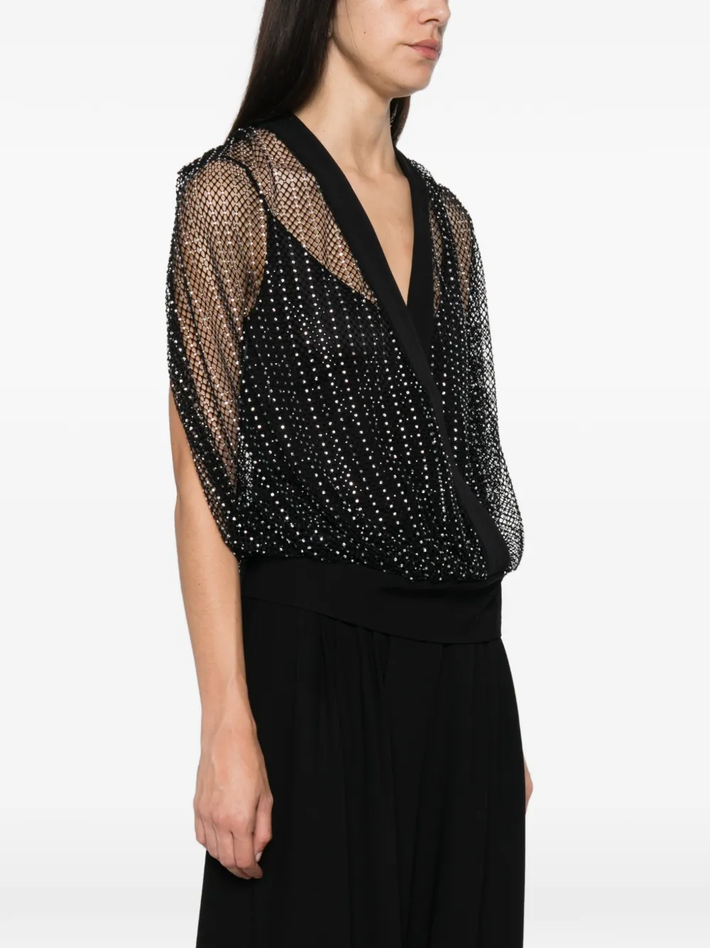 Sportmax SPXTaro top verfraaid met kristallen Zwart