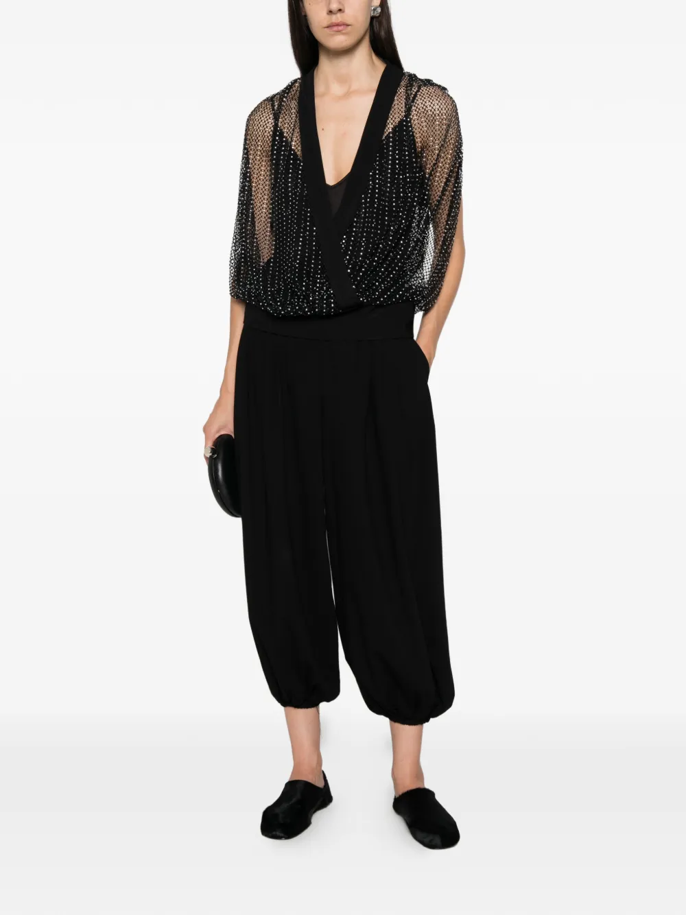 Sportmax SPXTaro top verfraaid met kristallen Zwart