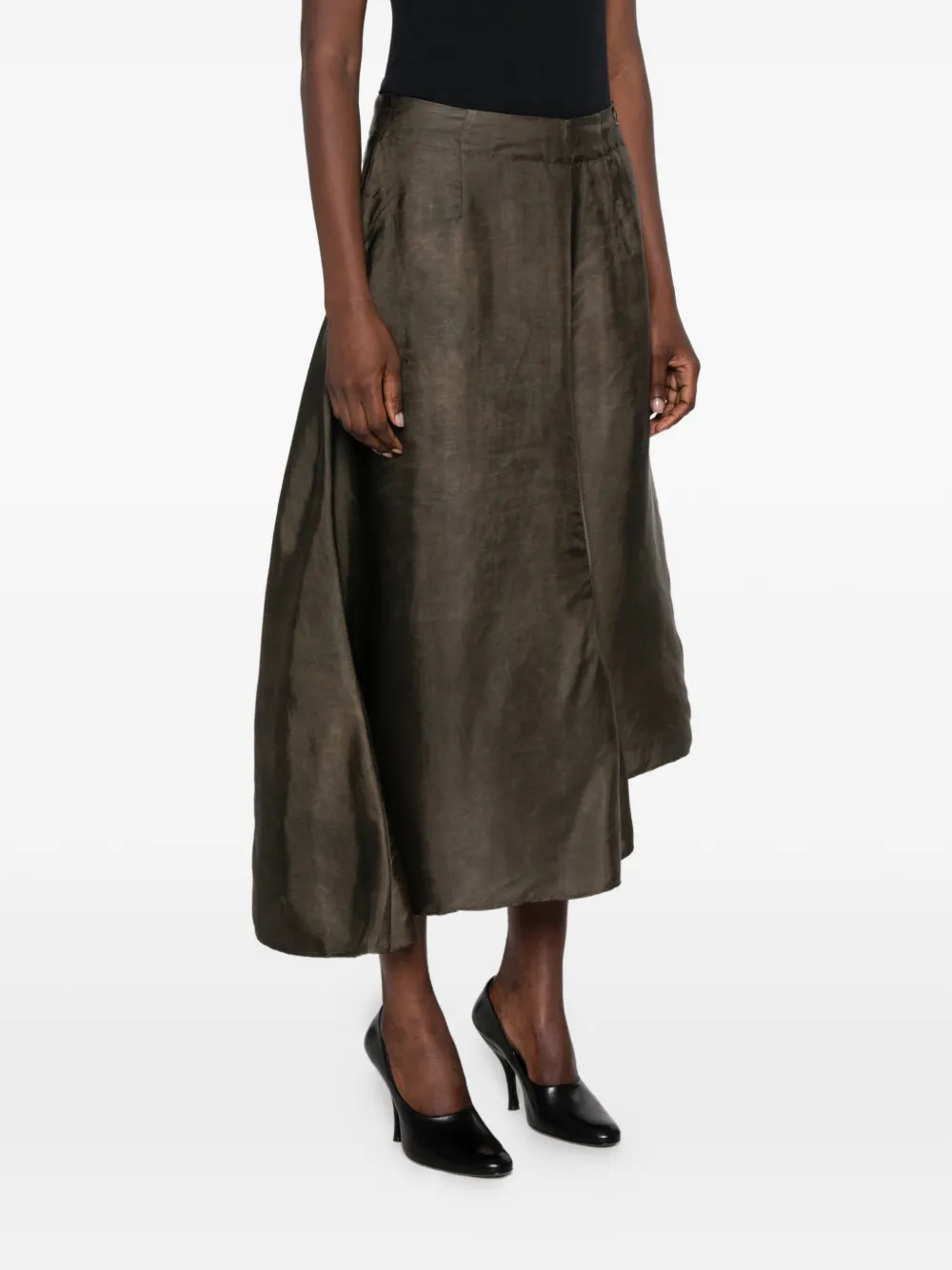 Uma Wang Glue asymmetric-hem midi skirt Grijs