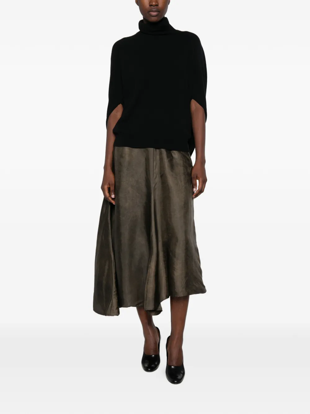 Uma Wang Glue asymmetric-hem midi skirt Grijs