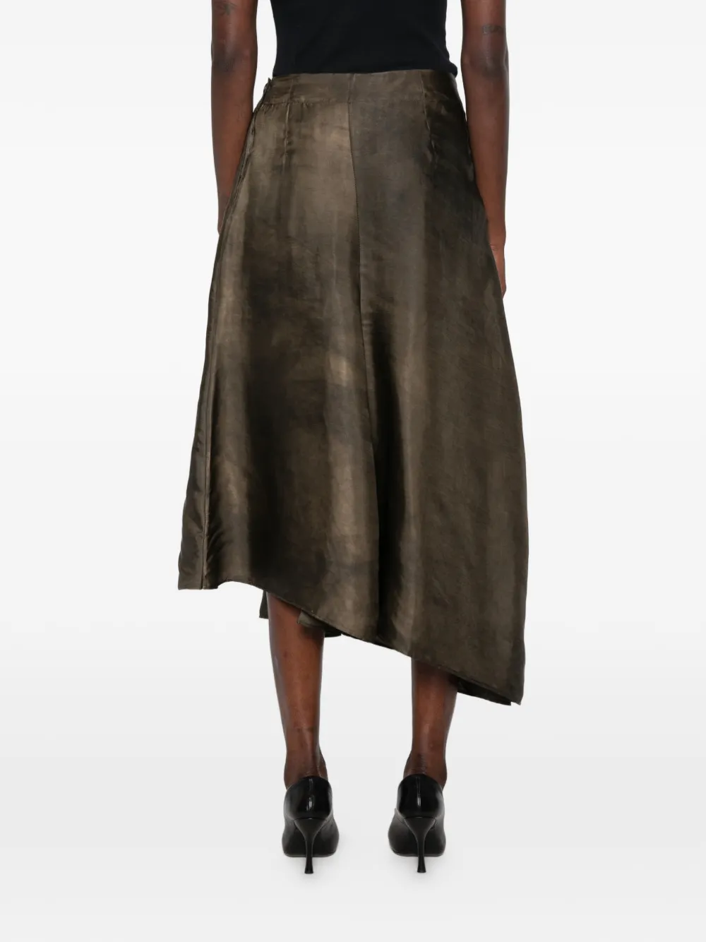 Uma Wang Glue asymmetric-hem midi skirt Grijs