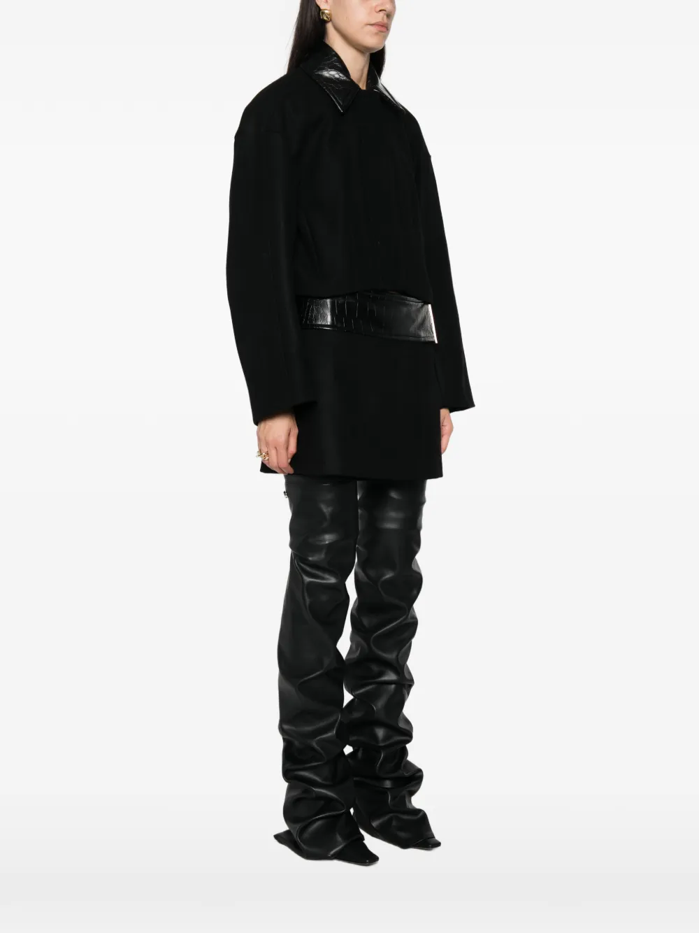 Sportmax SPXVolume jack met kraag met krokodillenreliëf Zwart